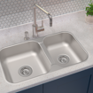 Imagen de Pileta y media satinada 69 x 40 x 15 TRAMONTINA